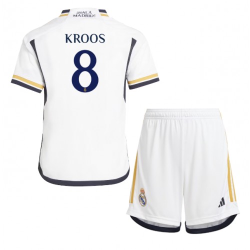 Echipament fotbal Real Madrid Toni Kroos #8 Tricou Acasa 2023-24 pentru copii maneca scurta (+ Pantaloni scurti)